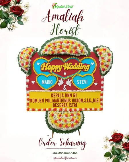Papan Bunga Pernikahan Belah